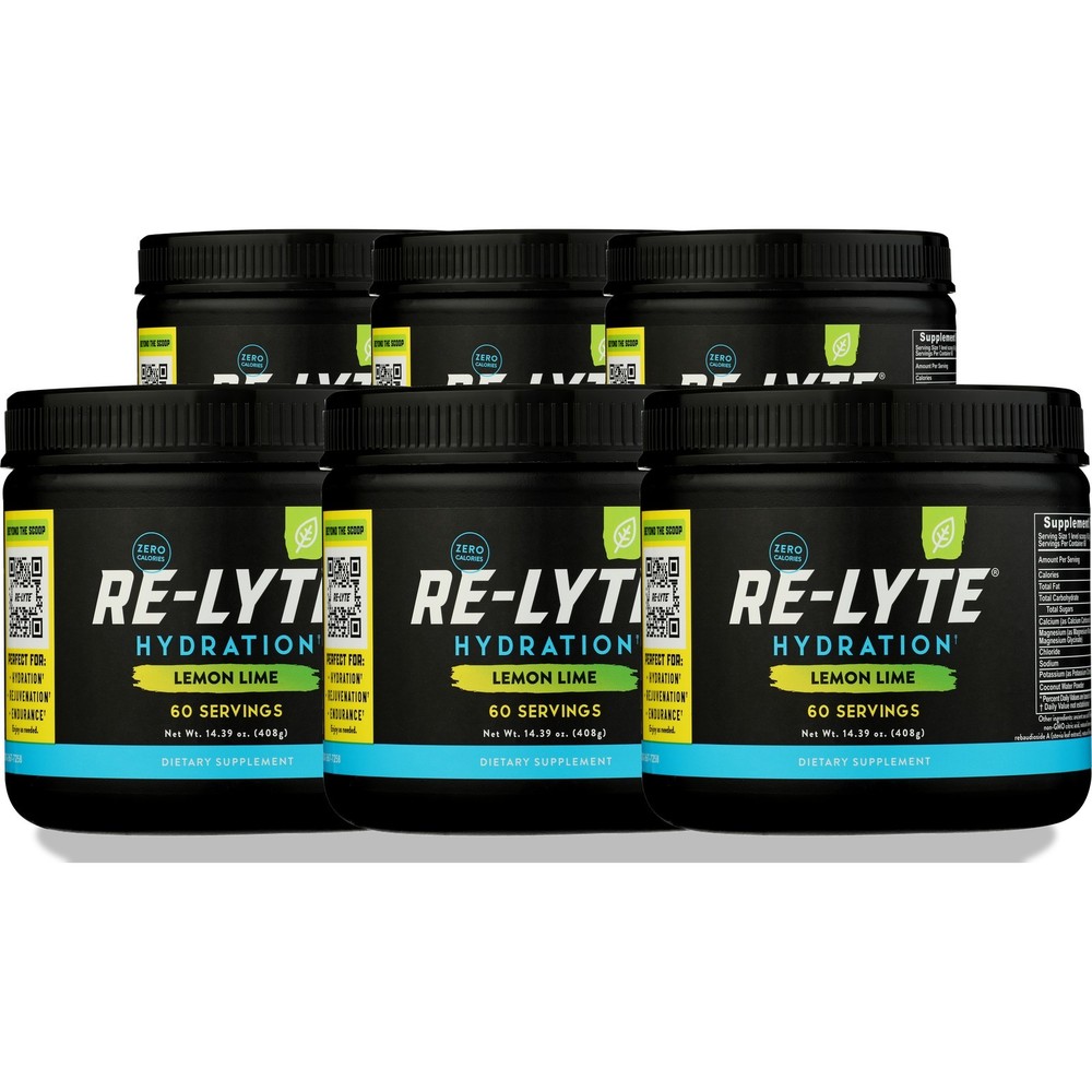 Re-Lyte Lemon Lime Electrolyte Hydration Supplement 60 Servings 6 Pack