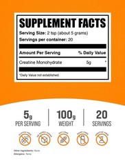 Micronized Creatine Monohydrate Powder 5G Nutritional Supplement Unflavored