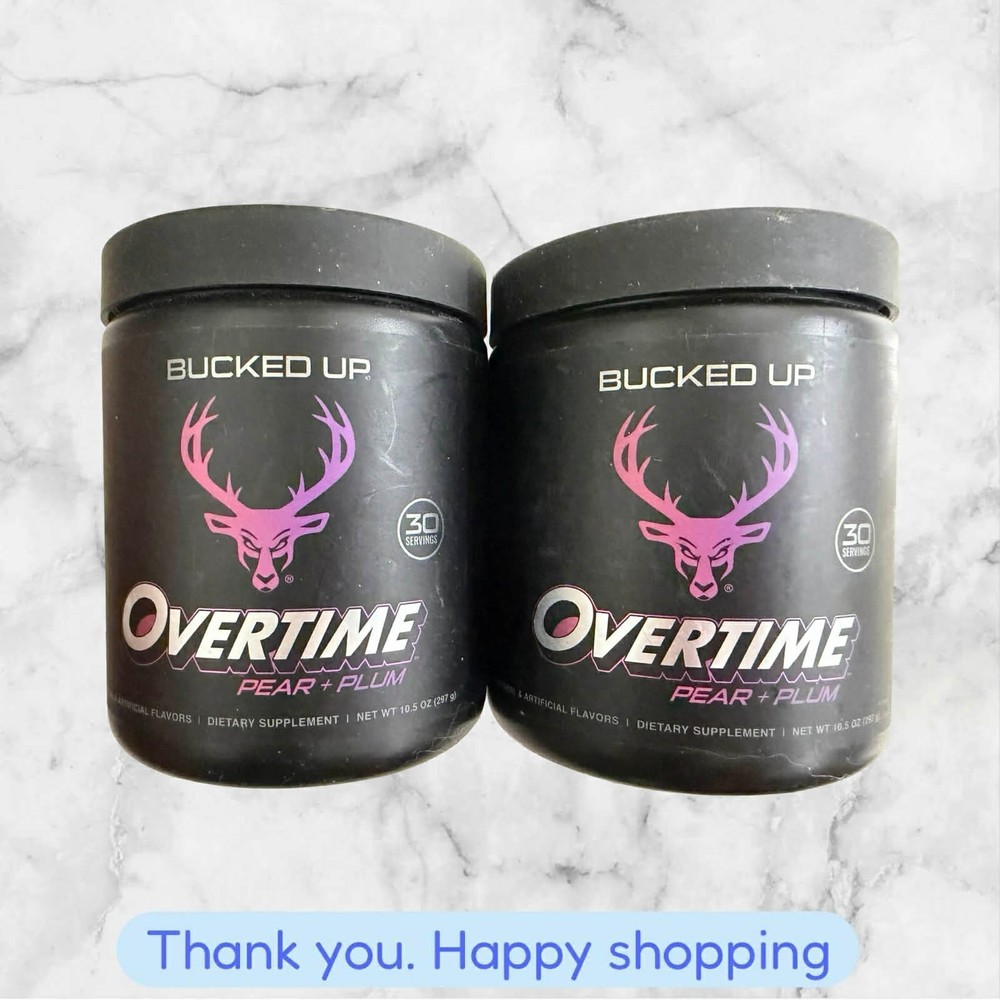 FOR 2 BUCKED UP OVERTIME PEACH/PLUM PRE-WORKOUT 30 SERVINGS NEW SHIPPING