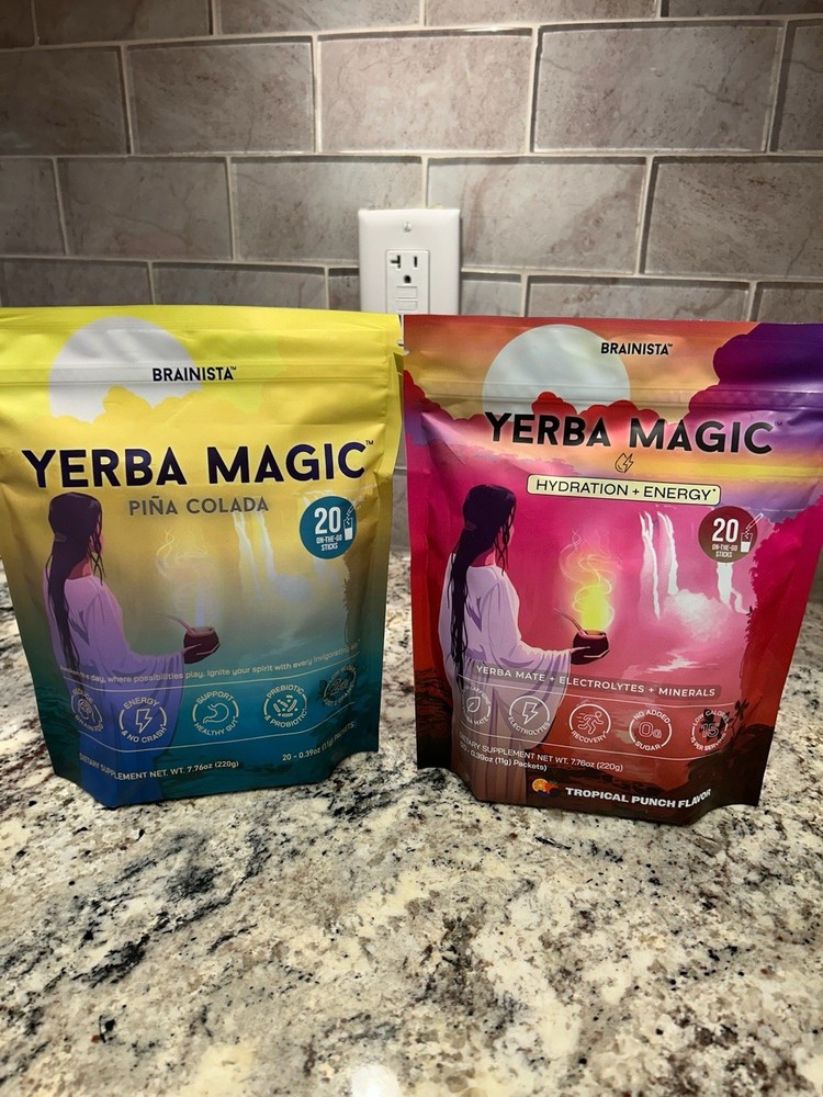 Brainista Yerba Magic Hydration + Energy Powder Tropical Punch & Pina Colada