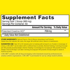 CON-CRET Patented Creatine HCl Powder, Lemon-Lime Stimulant-Free Workout Supp…