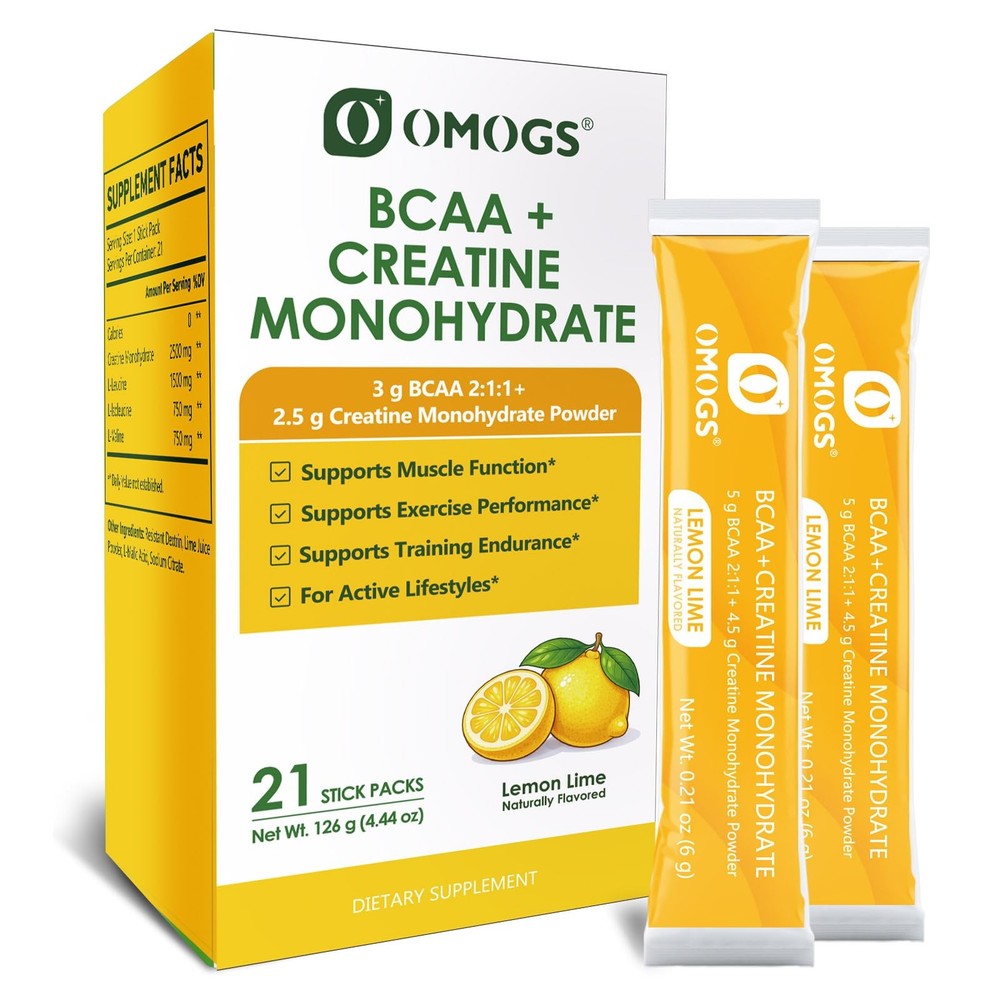 OMOGS Creatine Monohydrate + BCAA Powder, Supports Muscles, Energy,…
