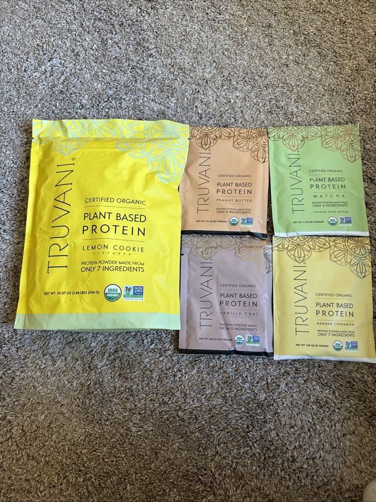 Truvani Vegan Pea Protein Powder Lemon Cookie 20g Organic Plant + 4 Samples