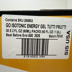 30 Pack Science in Sport Energy Gel SIS Go Isotonic Energy TUTTI FRUTTI BB 08/26