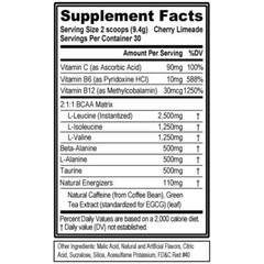 EVL BCAA Energy Cherry Limeade 30 Servings Preworkout Amino Acid Supplement