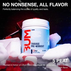 RAW CBUM Pre Workout Powder Thavage 5 Peat Red Gummy Sports Nutrition Supplement