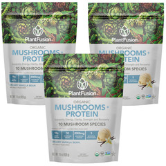 PlantFusion Organic Mushrooms + Protein Creamy Vanilla Bean 15 oz