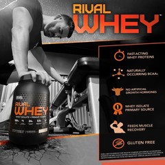 5lb Rival Whey Protein Powder – Instantized Rich Chocolate Flavor, Gluten-Free
