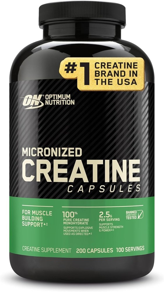 Optimum Nutrition 100% Pure Micronized 2500mg Creatine Monohydrate 200 Capsules