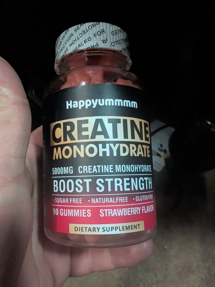 Happyummmm Creatine Monohydrate Gummies 5000mg Strawberry Sugar-Free 90 Count
