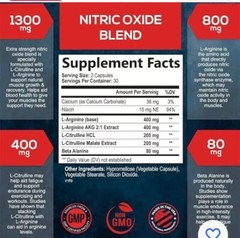Extra Strength Nitric Oxide Supplement L Arginine 3X Strength 60 Count Bottle