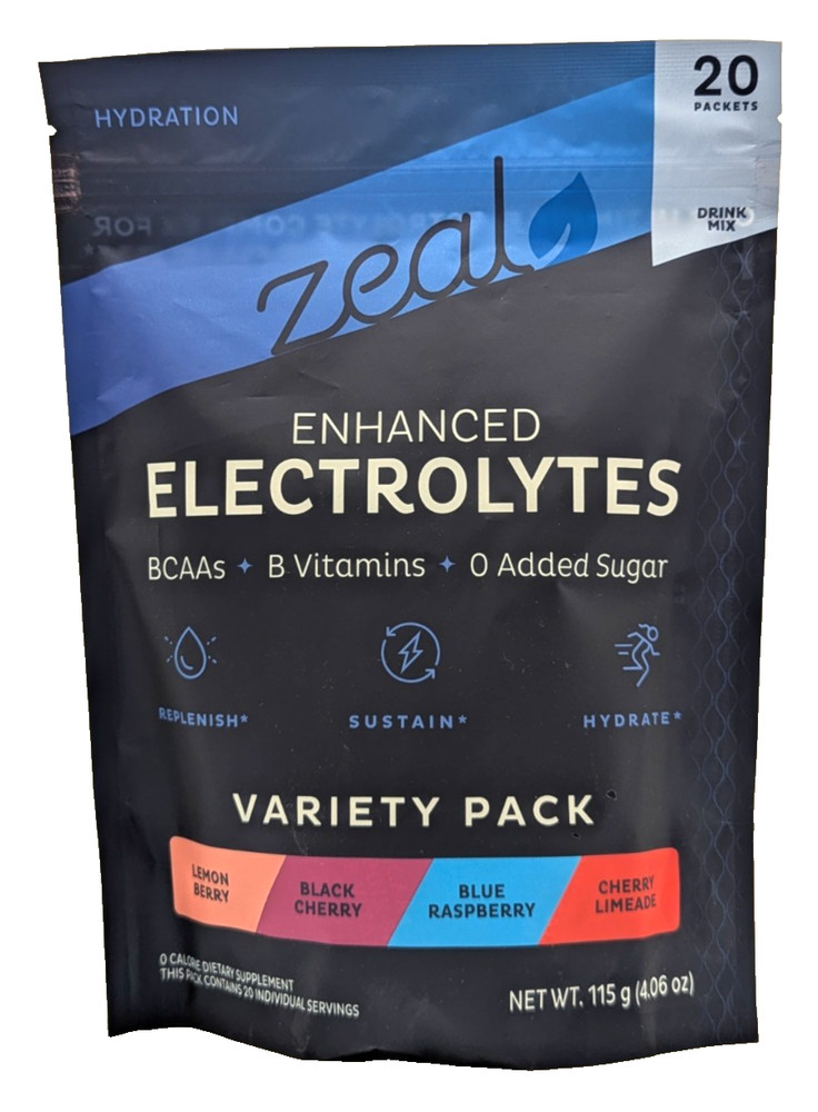 Zeal Naturals Enhanced Electrolytes, 20 Stick Packs, Variety Pack, Exp. 1/27