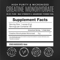 BIRDMAN Micronized Creatine Monohydrate Powder, Organic, Muscle Recovery, Caffei