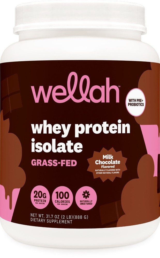 Wellah Grass-Fed Whey Protein Isolate Powder (Milk Chocolate) 30 Servings
