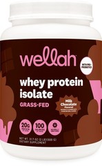 Wellah Grass-Fed Whey Protein Isolate Powder (Milk Chocolate) 30 Servings