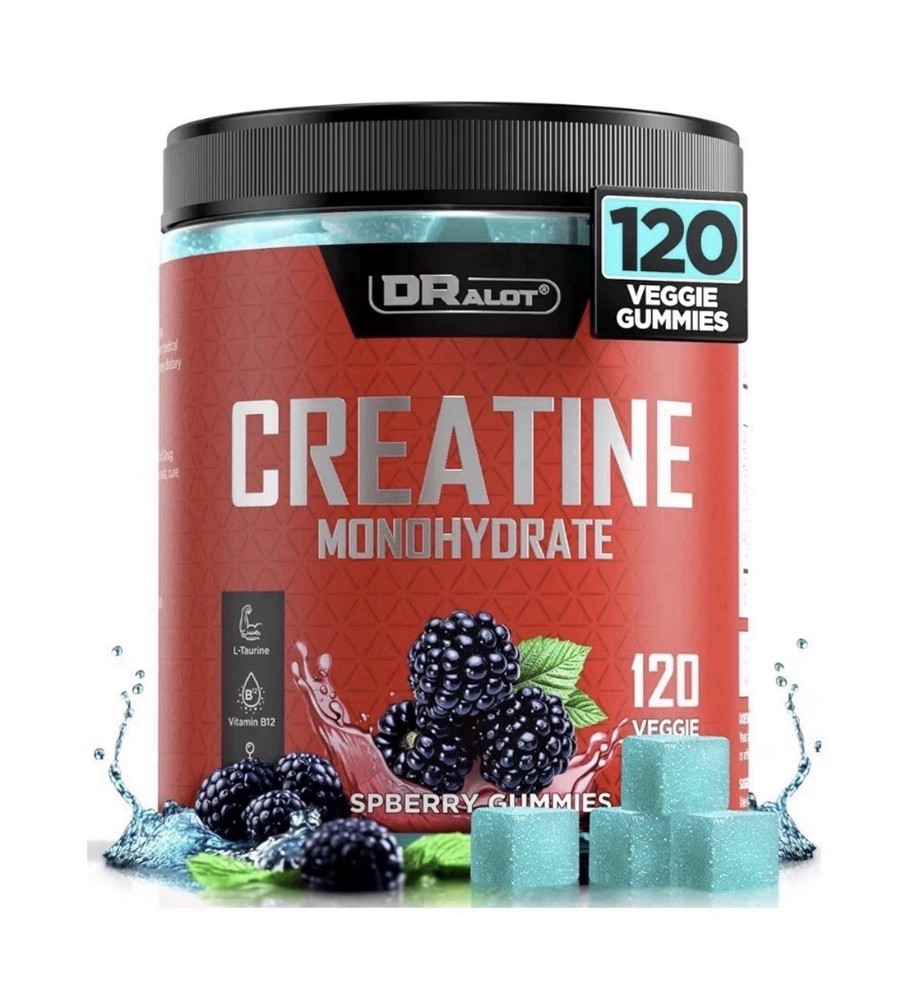 DRALOT Creatine Monohydrate Veggie Gummies 120 w/ Taurine & B12 Strength