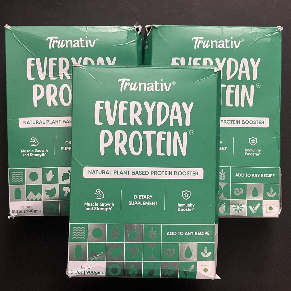 Lot of 3 – Trunativ Everyday Protein Natural Plant Based Protein Booster 31.7 OZ