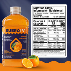 Suero I.V. Electrolyte Drink, Orange Flavor 33.8 fl oz – Hydrate (3-Pack)
