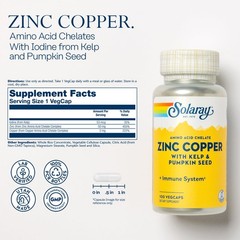 Zinc Copper Amino Acid Chelate – Immune Support Supplement w/Chelated Zinc 50mg