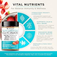Magnesium Glycinate Gummies with Ashwagandha, L-Theanine – 500mg Magnesium Glyci