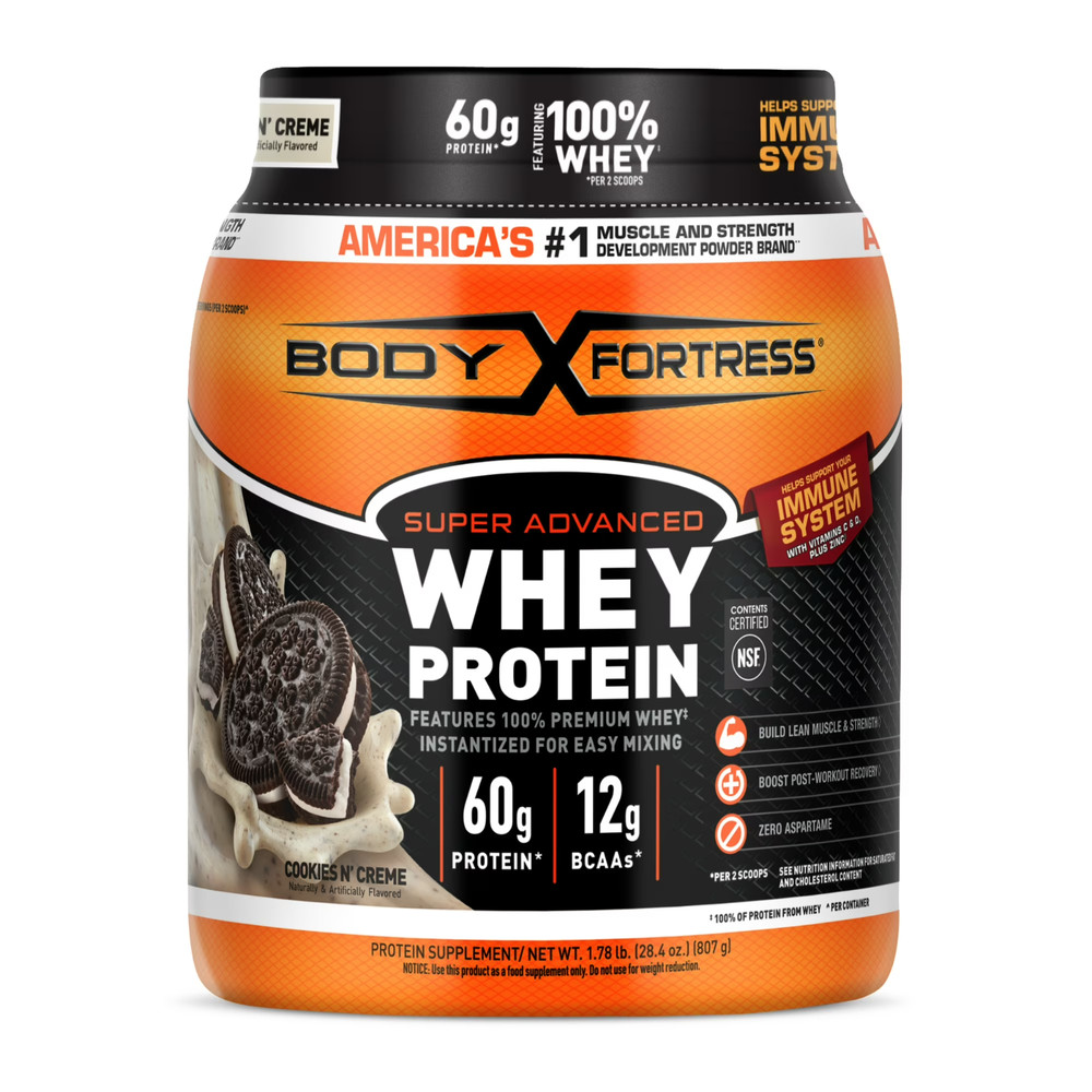 Body Fortress Super Advanced 100% Premium Whey Protein Powder, Cookies N’ Creme