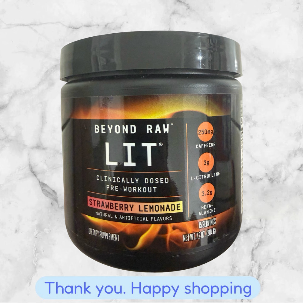 Beyond Raw LIT Clinically Dosed Pre-Workout Strawberry Lemonade 7.20 oz NEW SHIP