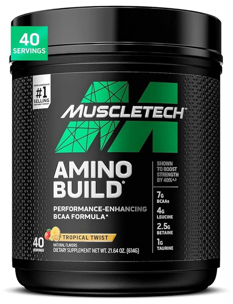 BCAA Amino Acids + Electrolyte Powder, Amino Build, 7G of Bcaas + Electrolytes,