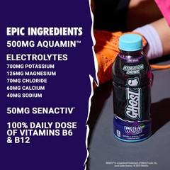 GHOST Hydration Drink, Welch’s Grape – RTD Sports 16.9 Fl Oz (Pack of 12)