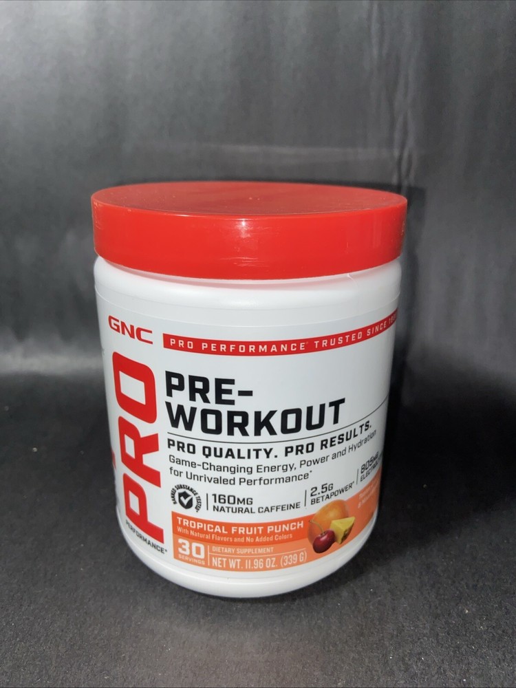 GNC pro pre-workout tropical fruit punch 11.96oz 8/26 R1C
