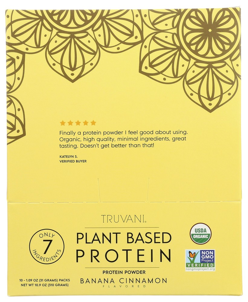 Truvani Banana Cinnamon Plant Based Protein Powder 10 1.09 Oz 1 Pack