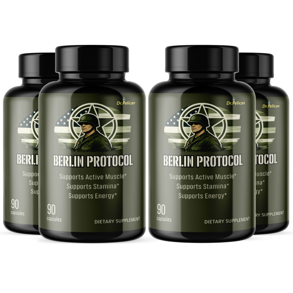Berlin Protocol- Bodybuilding & Men’s Health Support- 4 Bottles- 360 Capsules