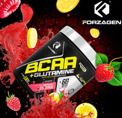 Forzagen BCAA Powder Glutamine 30 Serv Pre Post Workout Raspberry EXP 07/27