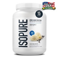 Isopure Zero Carb 100% Whey Protein Isolate Vanilla Protein Powder, 25g, 15 Serv