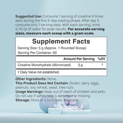 Instant Creatine Monohydrate Powder, 5g Per Serving – 60 Servings (Pack of 1)