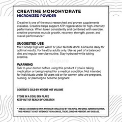 Creatine Monohydrate Micronized Powder 500G – 100 Servings – Unflavored