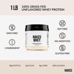 NAKED Whey 1Lb – Only 1 Ingredient, Grass Fed 1 Pound (Pack of 1)