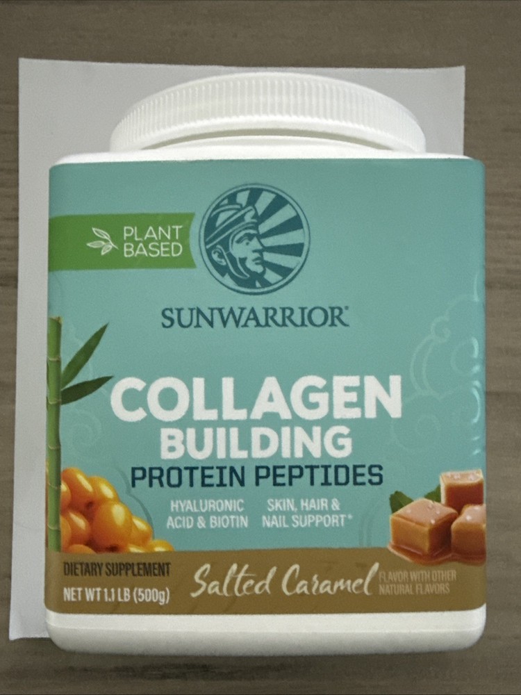 Sunwarrior Collagen Building Protein Peptides, Salted Caramel Vegan 1.1 LBS/500g