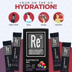 Re3 – Rehydrate – Replenish – Recover Electrolyte Powder Packets. No Sugar 7