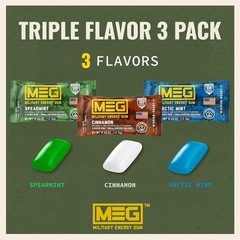 MEG Gum – Military Energy | 100mg of Caffeine Per Green, Red, Light Blue