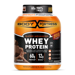 Body Fortress Super Advanced Whey Protein Powder, Chocolate, 60g Protein 3.9 LBS