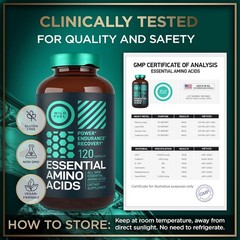 Essential Amino Acids – 1 Gram Per Serving Powder Blend of All 9 Essential Amino