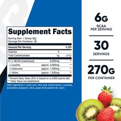 Nutricost BCAA 2:1:1 Powder (Strawberry Kiwi) 30 Servings – 6G Per Serving