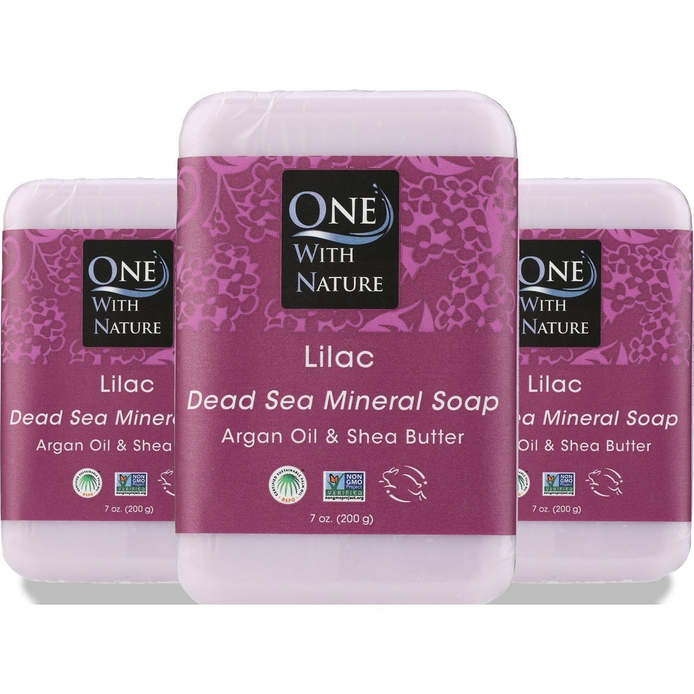 One With Nature Lilac Dead Sea Mineral Soap Bar 7 Oz 3 Pack