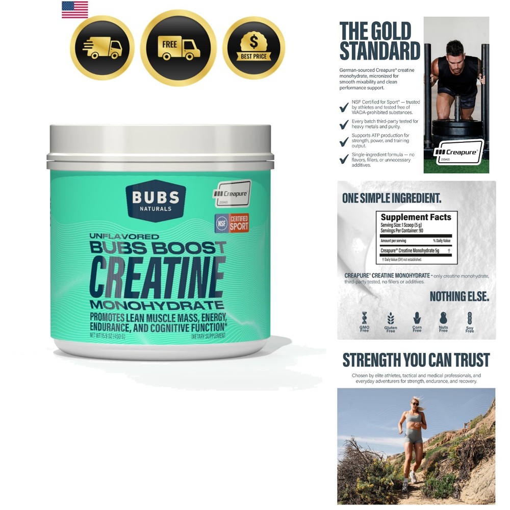 BUBS Boost Creatine Monohydrate – 90 Servings | 5g Creapure Creatine Powder |…
