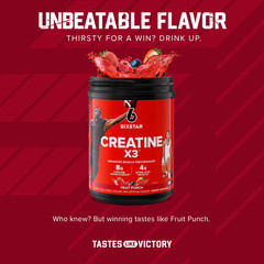 Six Star Pro Nutrition Creatine X3 BCAA Powder Fruit Punch 2.18 lb 30 Servings