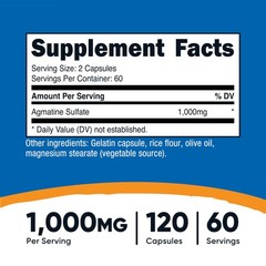 Nutricost Agmatine Sulfate 1000mg, 120 Capsules – 120 Count (Pack of 1)