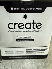 Create Single Serve Creatine Monohydrate Powder 30 Stick Packs.EXP 8/27 FREESHIP