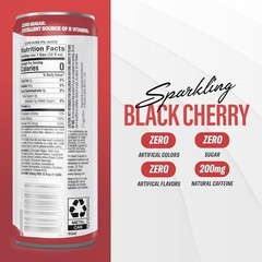 Smart Energy Drink – Boost Focus and Energy 12 Fl Oz (Pack of 12) Black Cherry