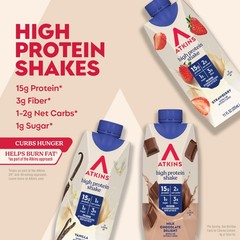 Atkins Best Sellers Protein Shake Variety Pack, Strawberry, Vanilla and Milk Cho