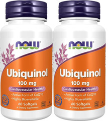 NOW Foods Ubiquinol 100mg 2X60/1X120 Softgels Active Form of Coq10 Bioavailable